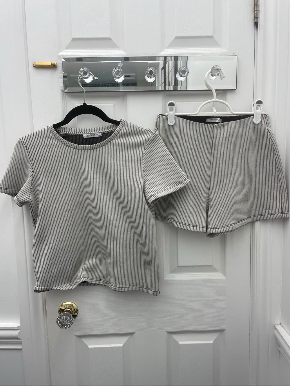 Zara Gray Ribbed Top & Short Set